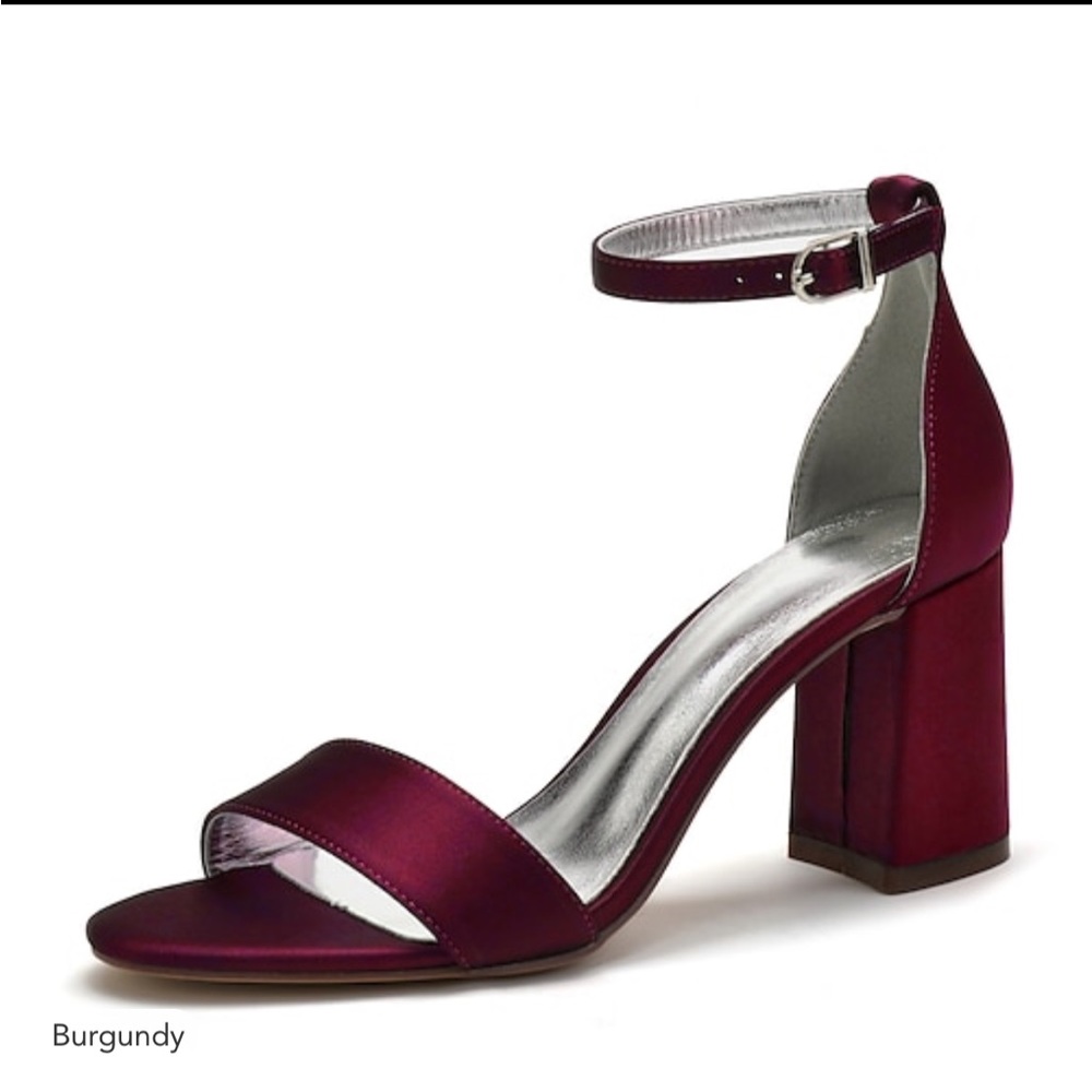Women's Satin Heel Wedding Shoes Elegant Ankle Strap Open-Toe